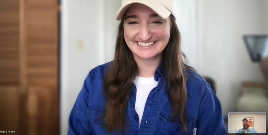Sproutbox teammate laughing on a video call