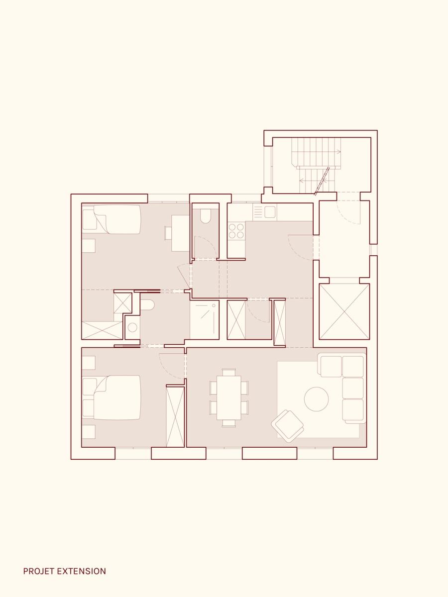 Plan 2e étage - projet extension