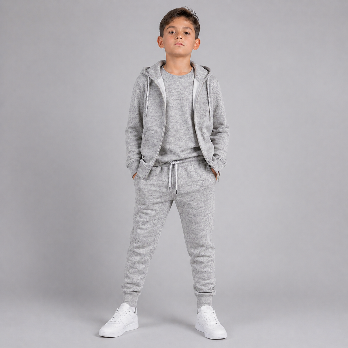 Conjunto Casual Gris con Capucha