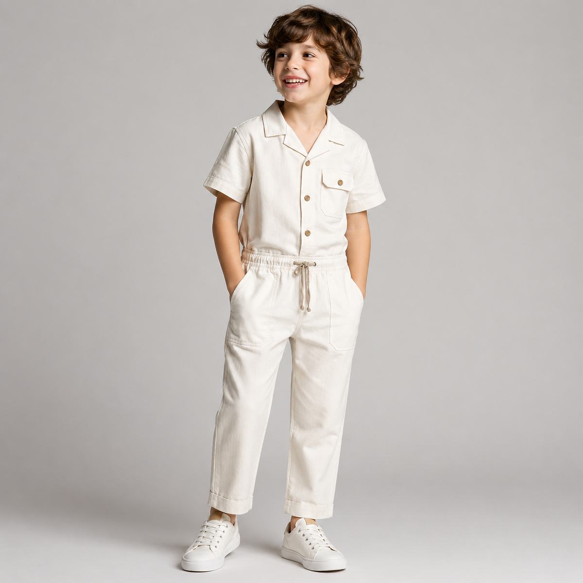 Conjunto de Lino Blanco para Niño