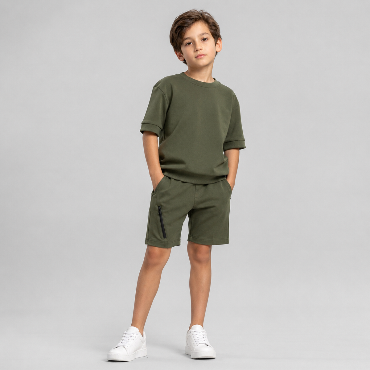 Conjunto Short Verde Militar
