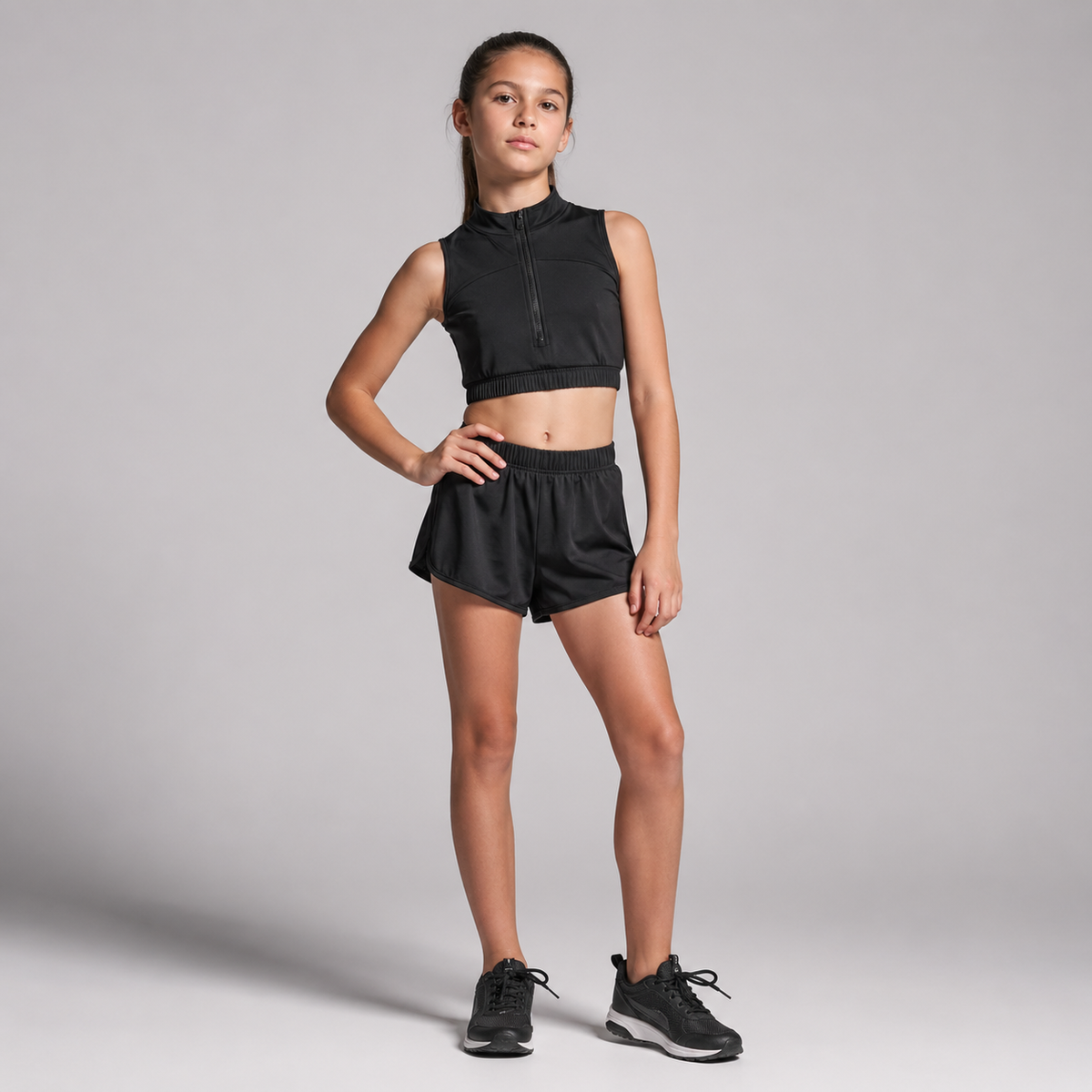 Top Deportivo Negro con Cremallera
