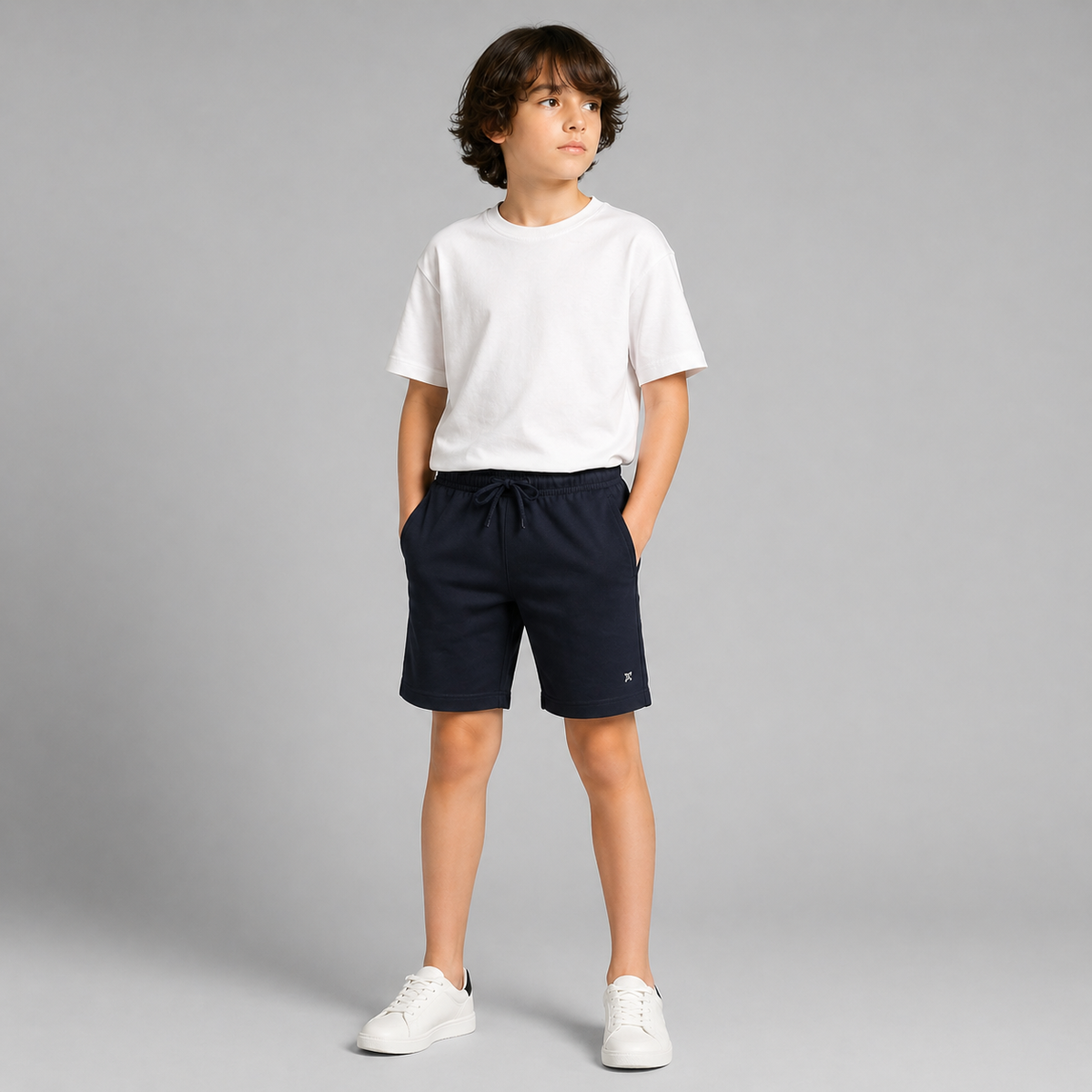Conjunto Short Blanco y Azul Marino