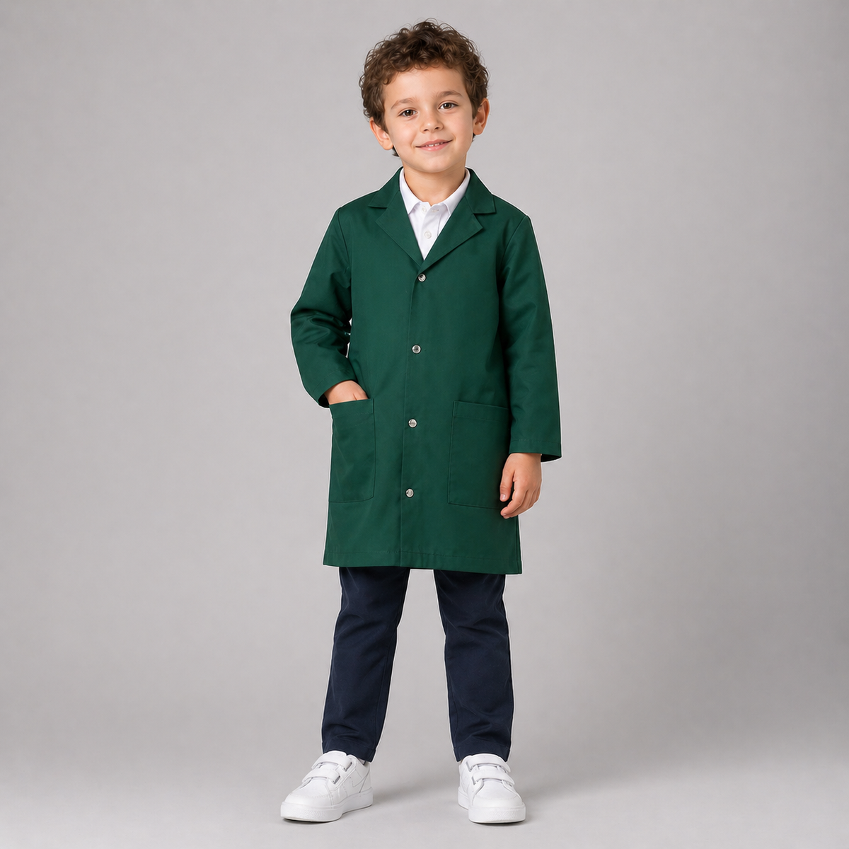 Bata con Botones Verde Botella