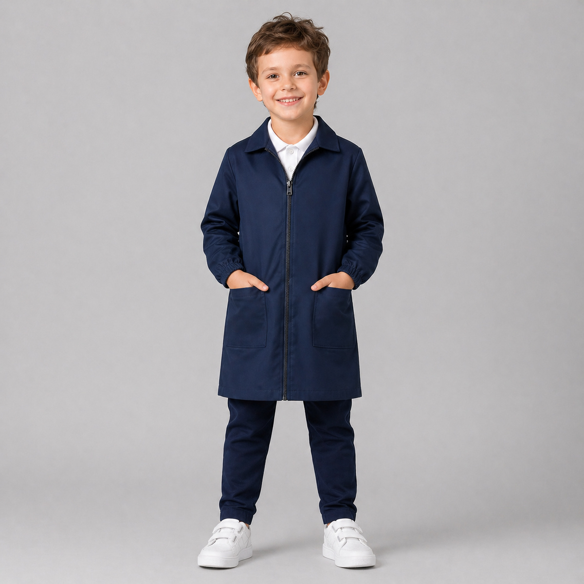Bata con Cremallera Azul Marino