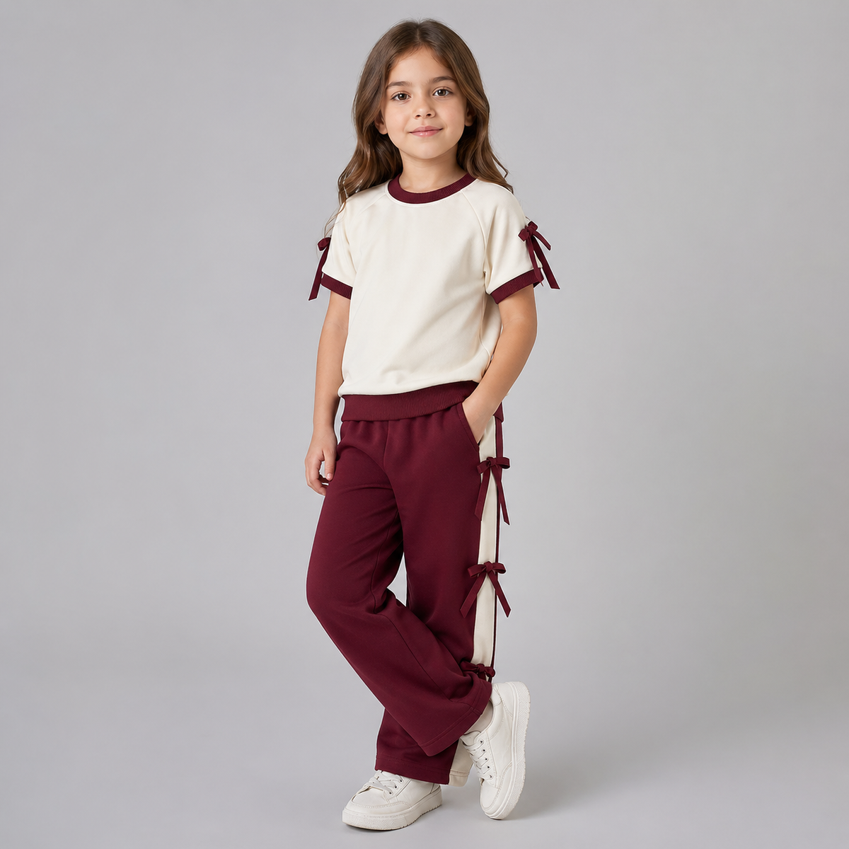 Conjunto con Pantalón Granate para Niña