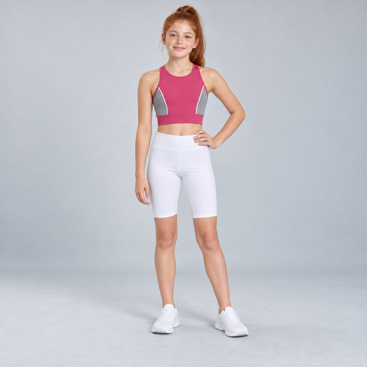 Top Deportivo Fucsia con Laterales Grises - 1