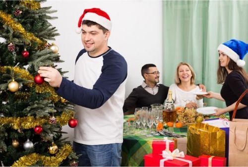 family celebrating Christmas