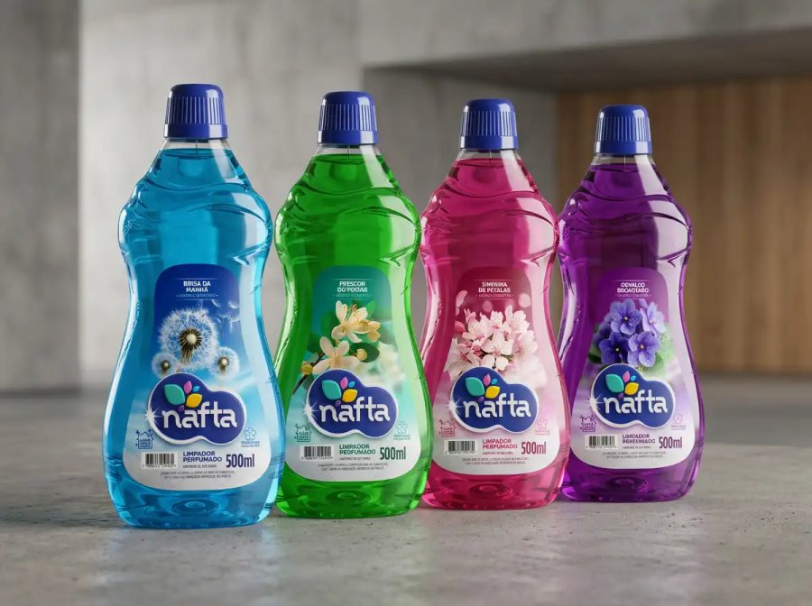 Design de Rótulos para Linha de Produtos de Limpeza — Nafta Brasil
