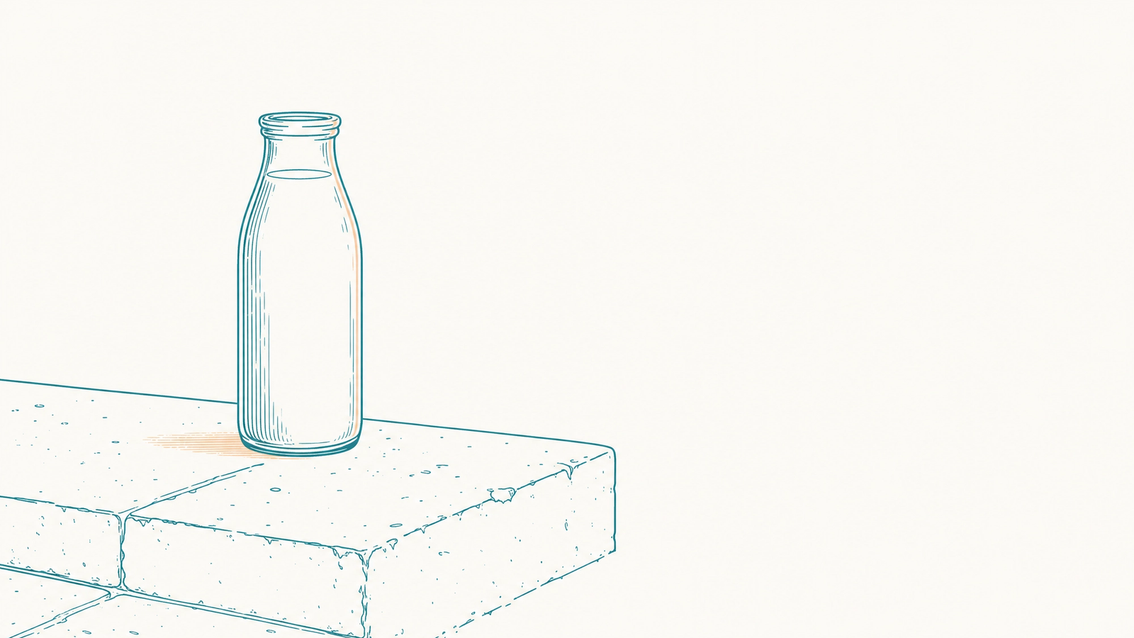 Outcome delivered, no login required. A single glass milk bottle standing on a doorstep at dawn, a quiet image of an outcome delivered without you operating anything.