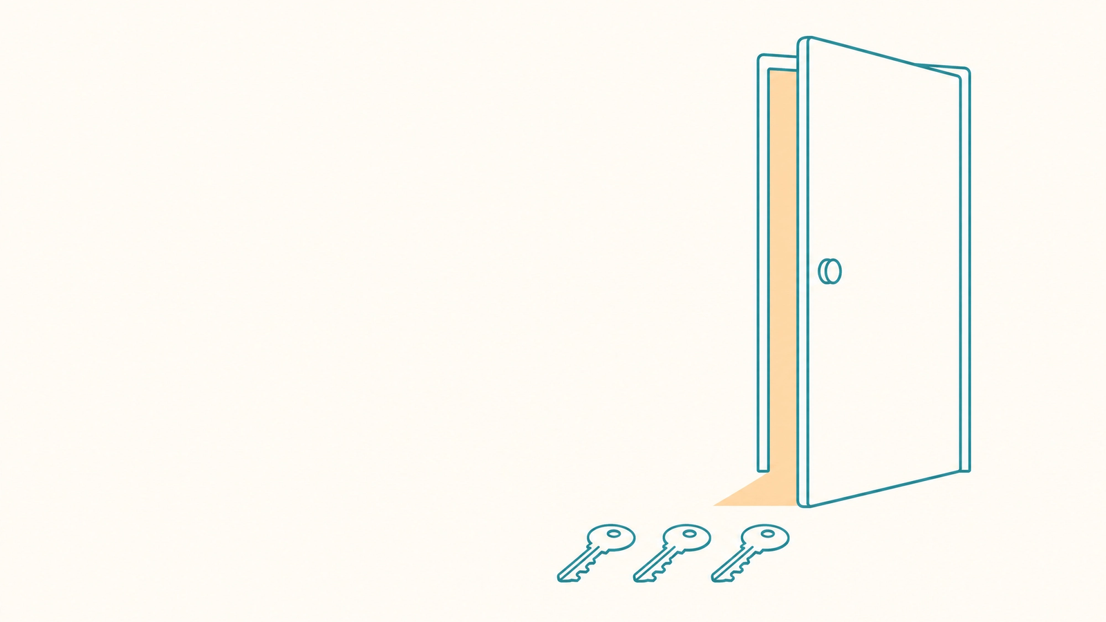 Three keys, one real choice between them, and a door that was never locked. Three near-identical keys lying unused on the floor in front of a door that already stands open