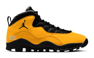 Speculative mock-up: Air Jordan 10 "Taxi" retro in a "Varsity Maize" color scheme. Image via @zSneakerHeadz, Sneaker Files.