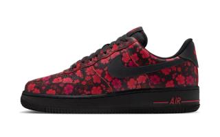 Nike Air Force 1 '07 "Floral" (Red/Black, SKU: N/A). Photo via Hibbet.