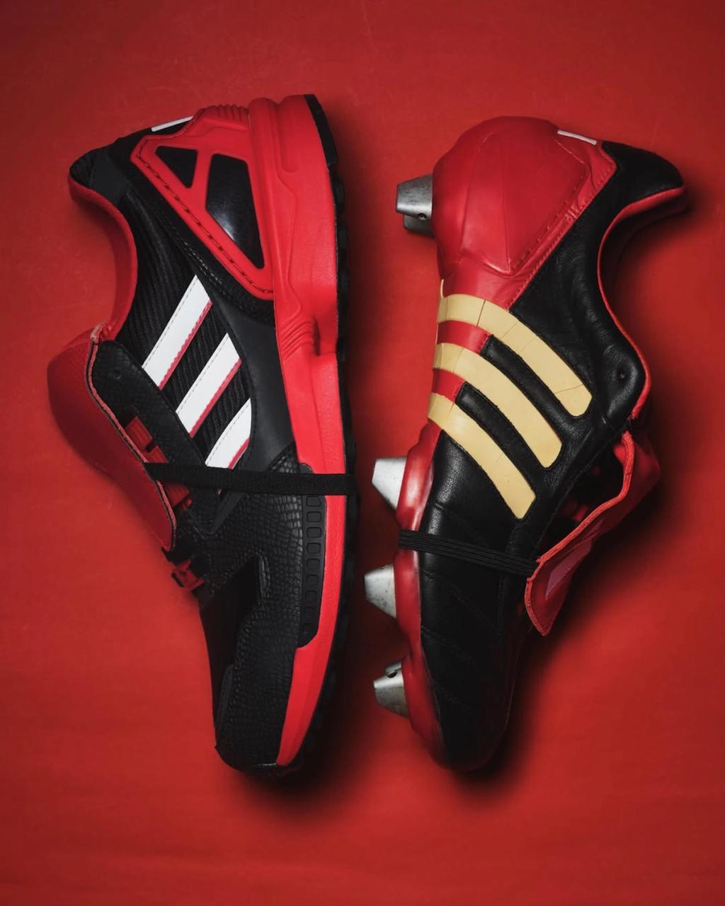 atmos x Adidas ZX 8000 Predator Mania collaboration sneaker featuring hybrid design elements from both silhouettes