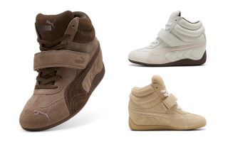 PUMA's Speedcat Mid sneaker Wedge reminiscent of Alexander McQueen's Joustesse collab.
