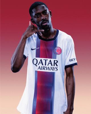 PSG 26/27 Away kit by Nike as worn by Ousmane Dembélé. Photo via PSG.