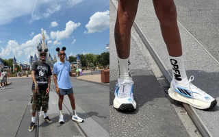 Quavo & Pharrell Williams at Walt Disney World® Resort in Florida on Aug. 16, 2026. Pharrell wore an unreleased, trail-inspired pair of adidas shoes, likely from his ongoing VIRGINIA partnership.
