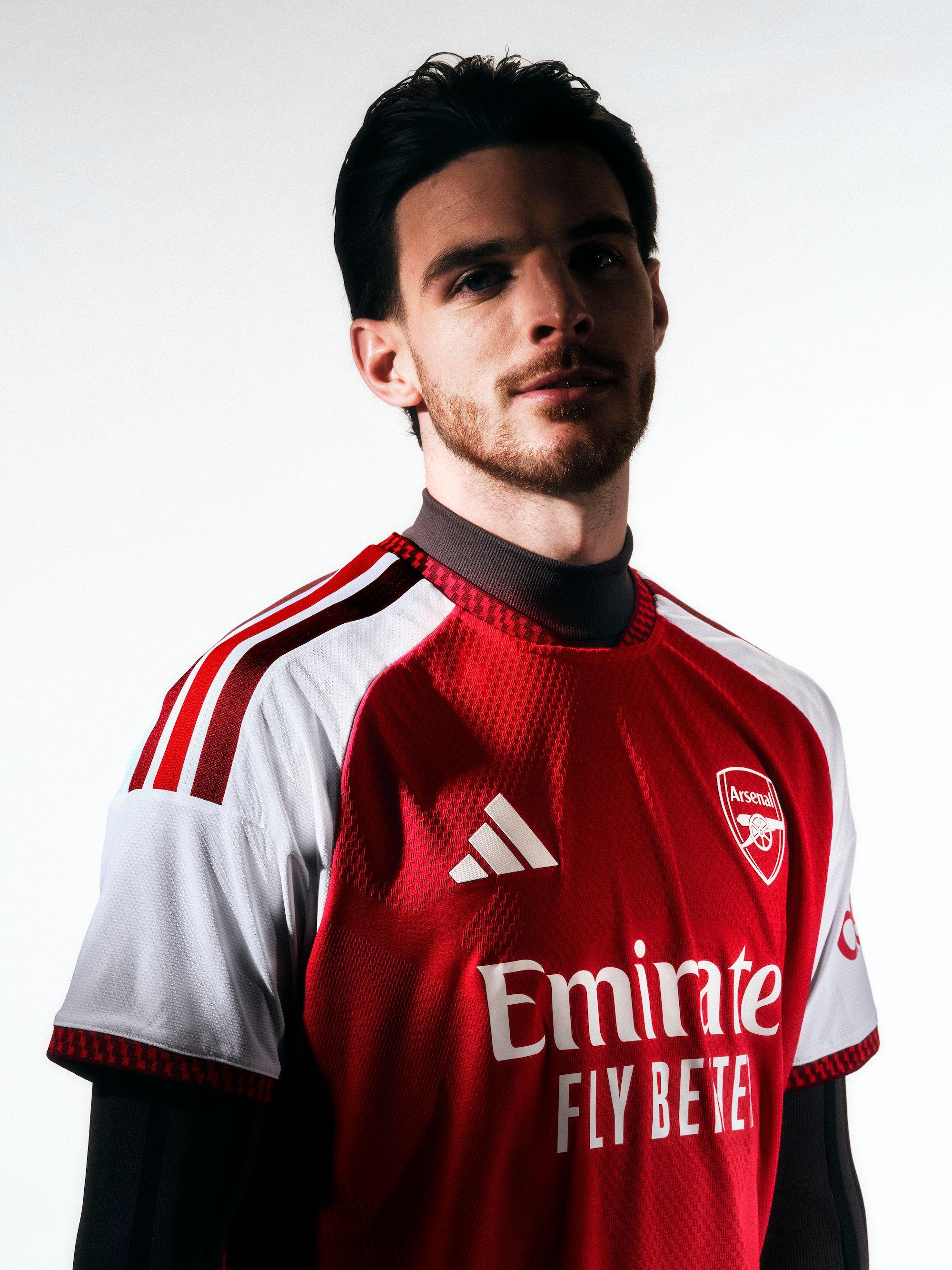 Declan Rice for Arsenal 26/27 Home kit by adidas. Photo via adidas.