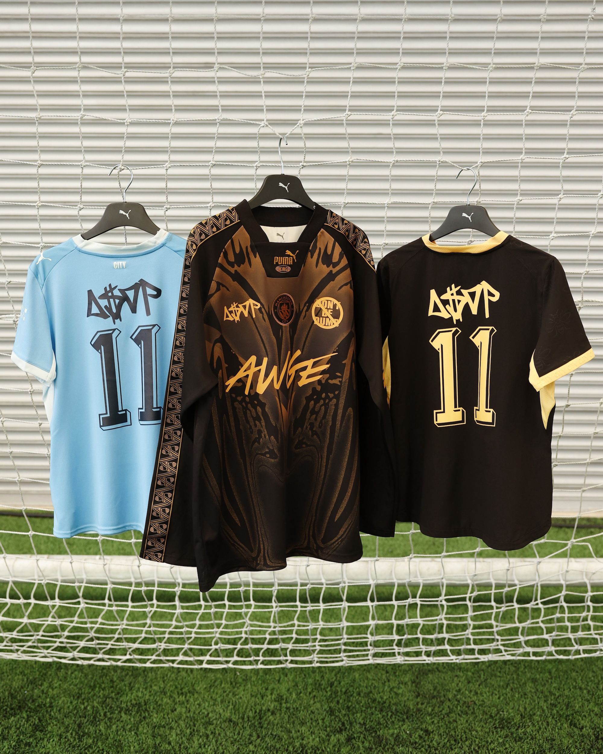 A$AP Rocky x PUMA x Manchester City "Don't Be Dumb" Jersey, Name & Number. Photo via PUMA/Manchester City.