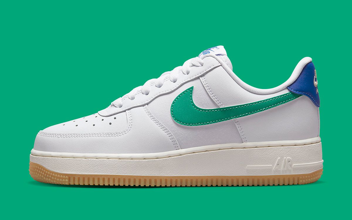 Nike green air force on sale 1 trainers with gum sole