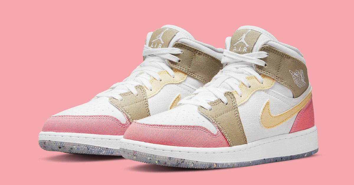 Kids Air Jordan 1 Mid Comes Covered in Colorful Canvas House of Heat°(00)