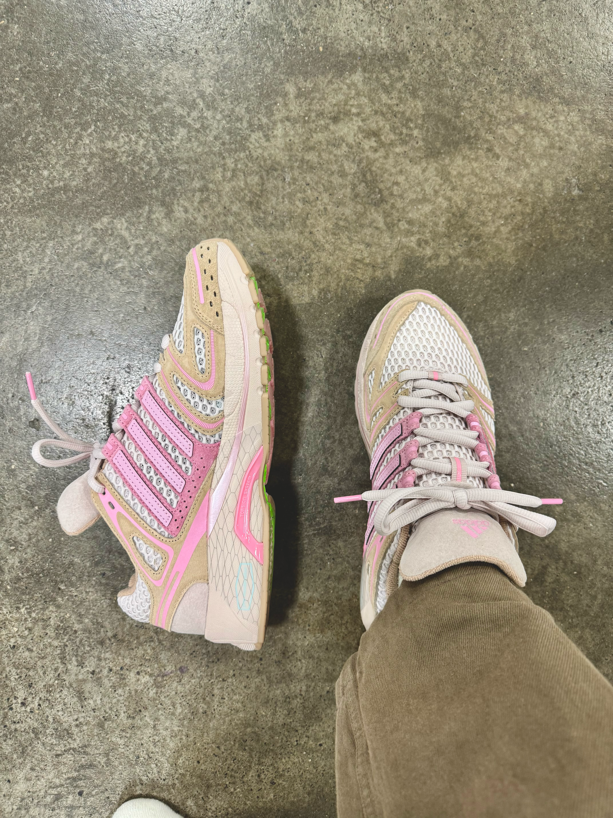 UNheardof's adidas Originals AdiStar Control 5 tan-and-pink "Porkchop" sample. Photo via Philip Lipschutz.