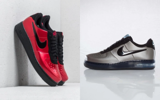 Original pairs of the "Gym Red" & "Pewter" Nike Air Force 1 Low Foamposite, from 2018 & 2012, respectively. Photos via Footshop & The Awesomer.