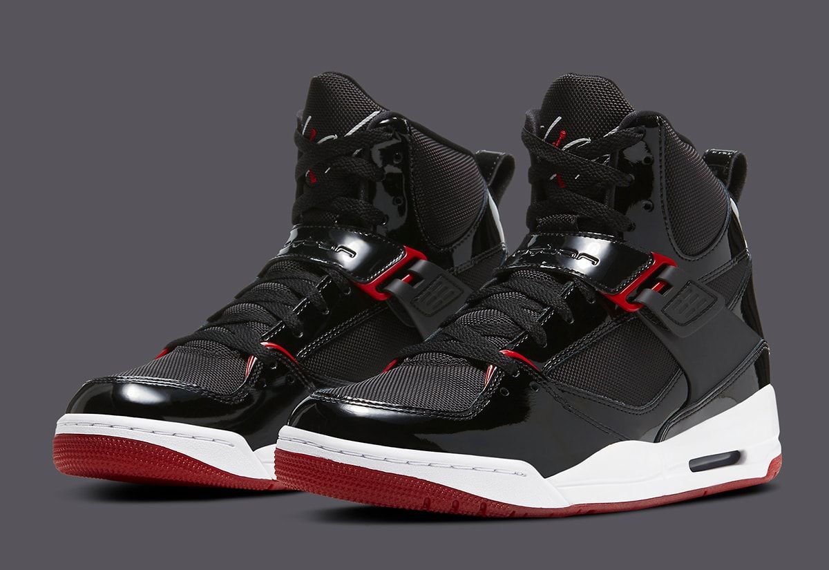 Jordan flight red sales black and white