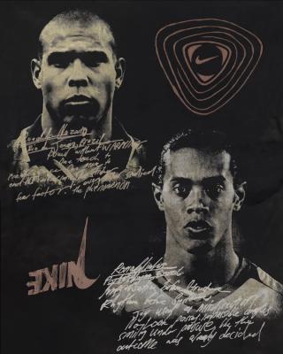 Cactus Jack x Nike Football "Athlete Series" Campaign Graphic featuring Ronaldo Nazário & Ronaldinho. Photo via Cactus Jack.