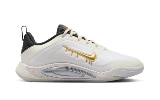 Big Kids' Nike A'One "Grill" in a "Sail/Vast Grey/Off Noir/Metallic Gold" color scheme.