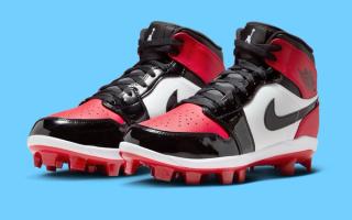 Air Jordan 1 "Bred Toe" MCS Baseball Cleats.