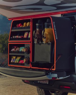 Integrated Slushie System on the Rivian R1T Truck for Nike ACG. Photo via Nike.