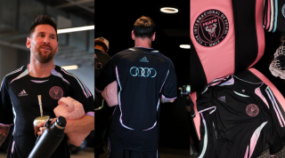 Inter Miami players debut collaboration editions of the adidas x Audi Revolut F1 Team "Miami" Collection, inspired by adidas Football's Teamgeist design popular during the 2000s.
