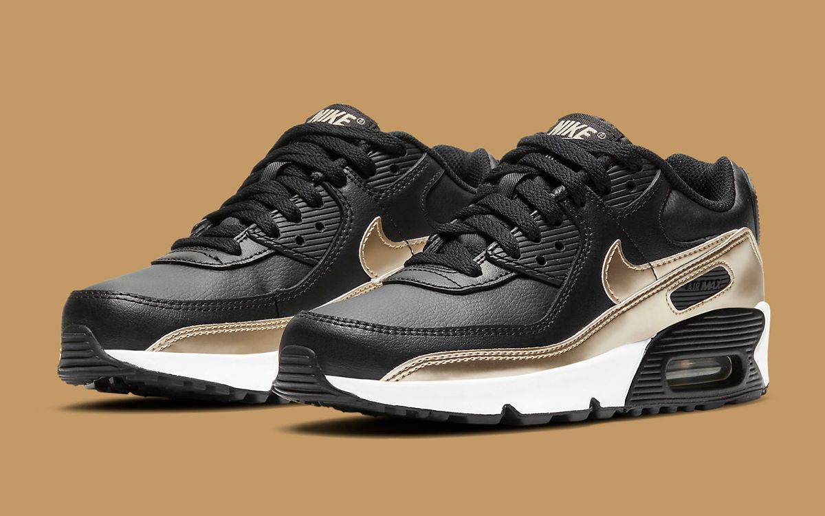 Nike Elevate this GS Air Max 90 with Elegant Leather and Metallic