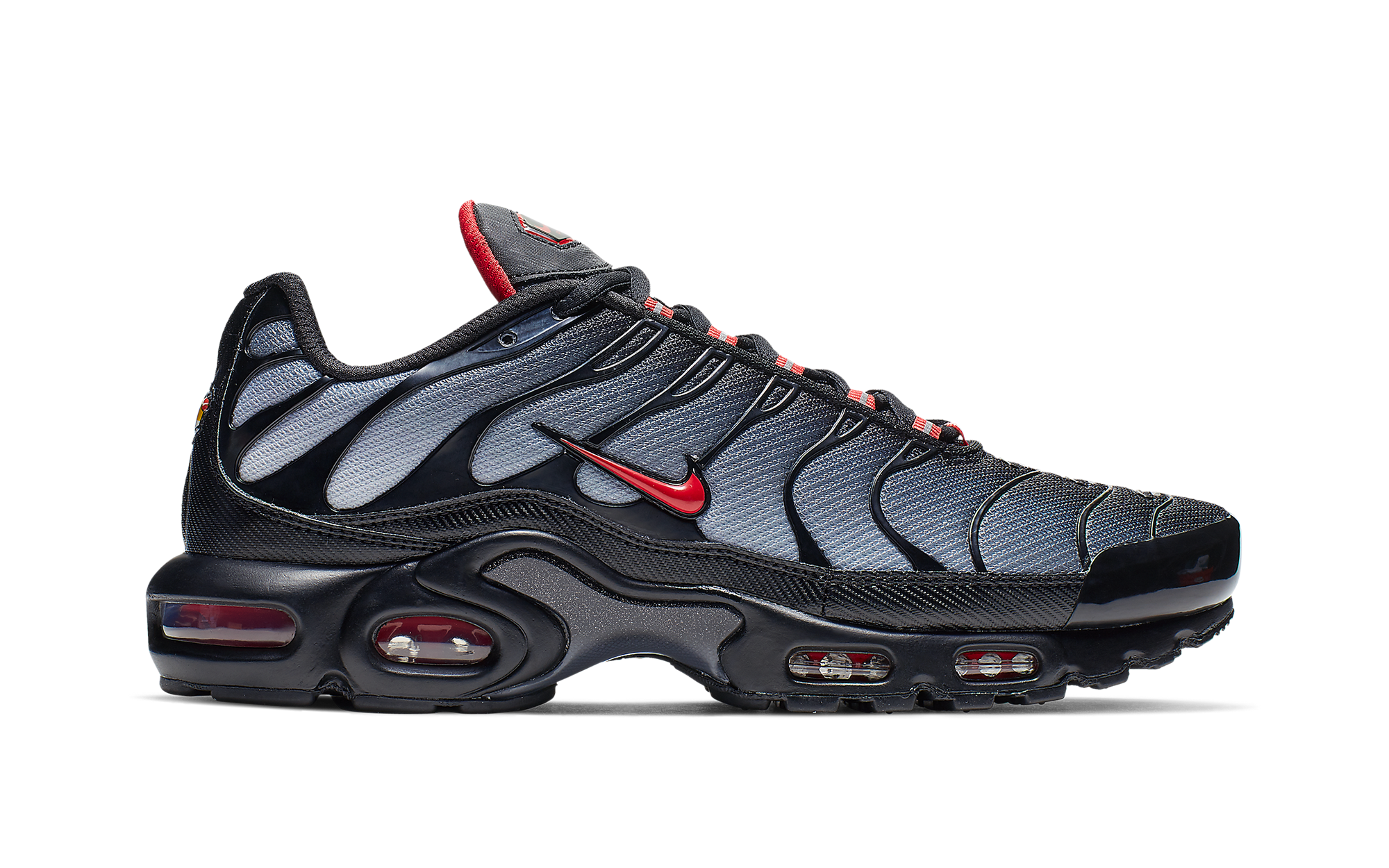 NIKE AIR MAX PLUS BLACK/UNIVERSITY RED-WOLF GREY 国内発送 NIKE AIR MAX PLUS BLACK/UNIVERSITY RED-WOLF GREY（ナイキ