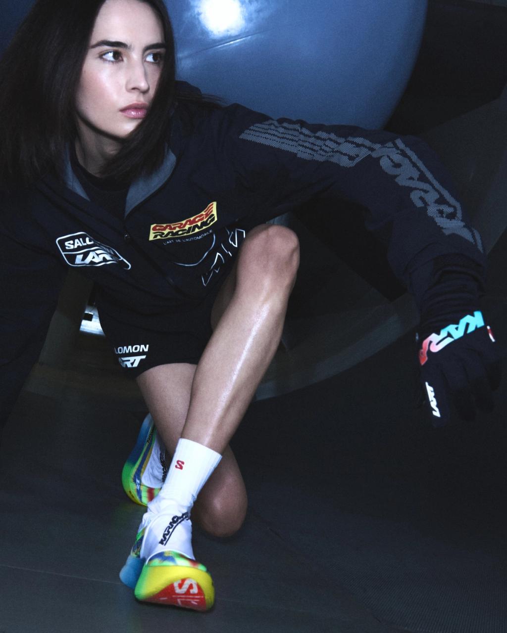 Salomon x L'ART collaborative sneaker design exploring speed and performance aesthetics