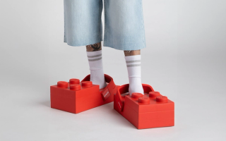 LEGO® Brick-inspired Crocs Clog in a "Bright Red" color scheme.