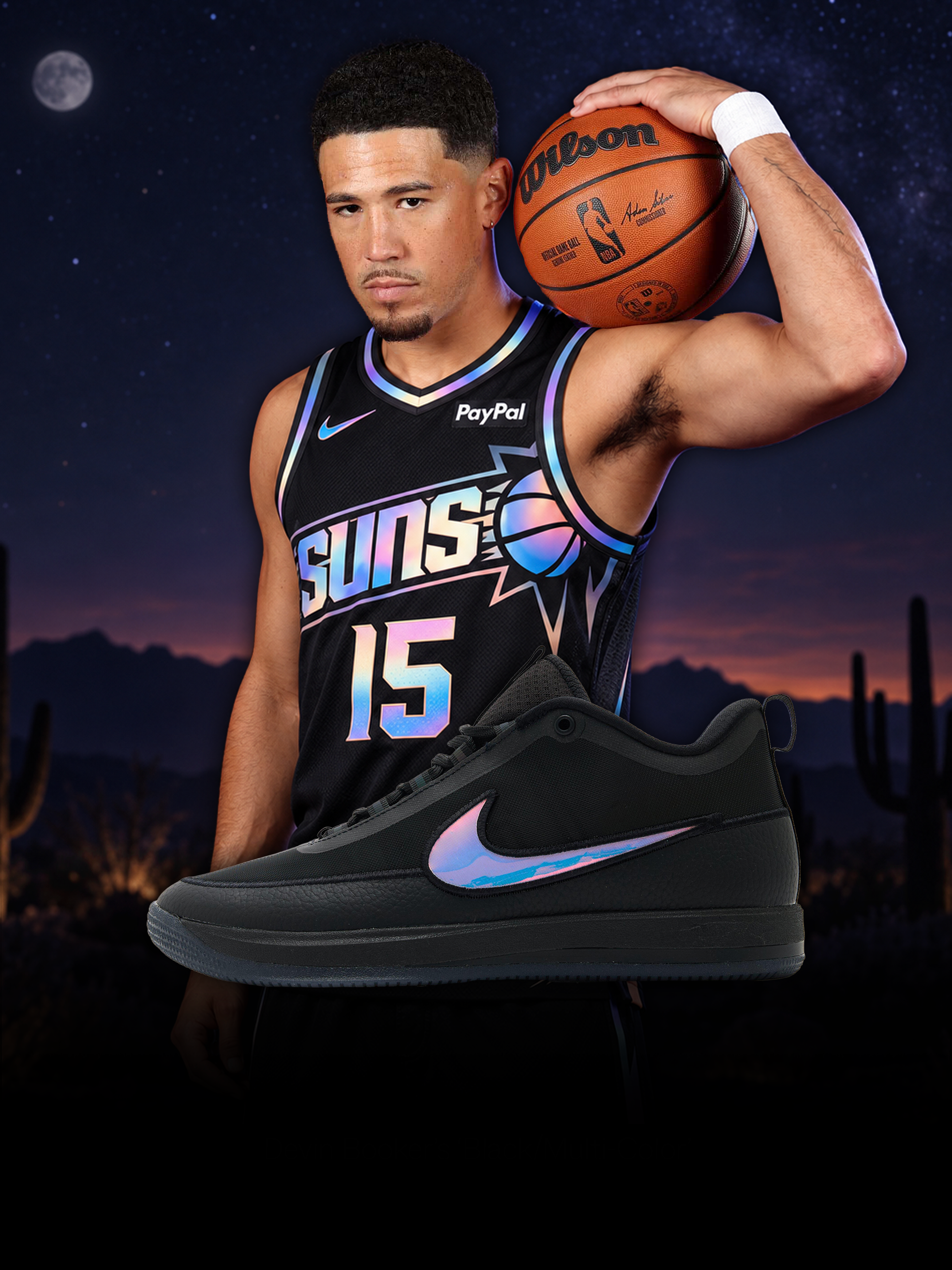 Iridescent Swooshes Light Up the Nike Book 2 “Desert Night”