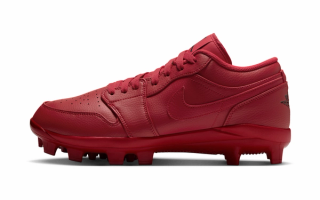 Men's Air Jordan 1 Low MCS "University Red" Baseball Cleats (SKU: CJ8524-603). Photo via Nike.