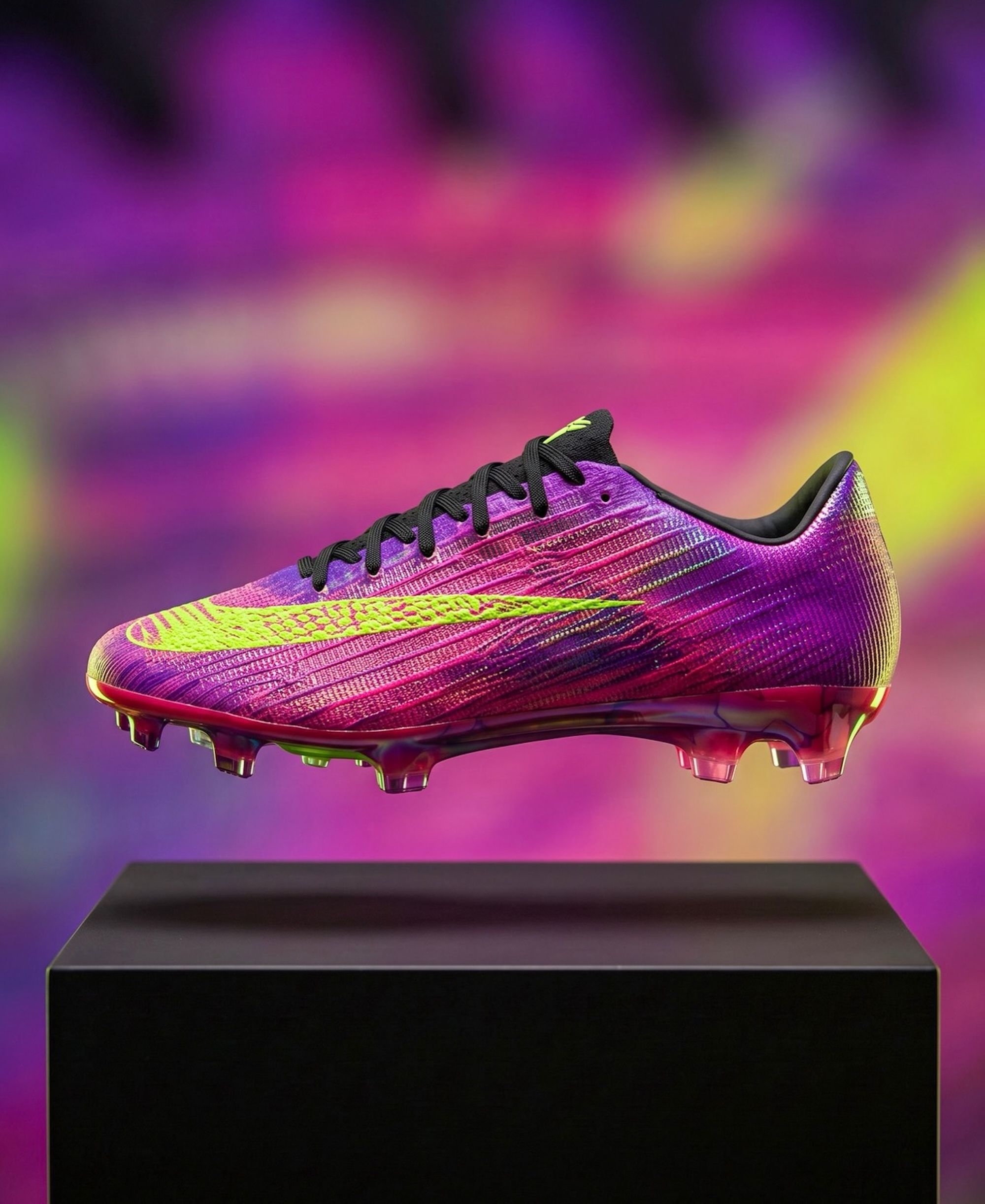 Speculative mock-up of the Kobe Bryant x Nike Mercurial Superfly 11 football boot in a "Hyper Pink/Electric Green/Red Plum" color scheme. Image via @bootsplug on Instagram.