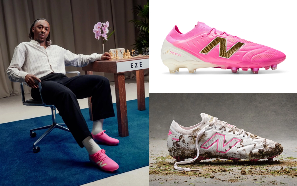 New Balance Pure Ambition boot in pink colorway with co-signer athlete lineup