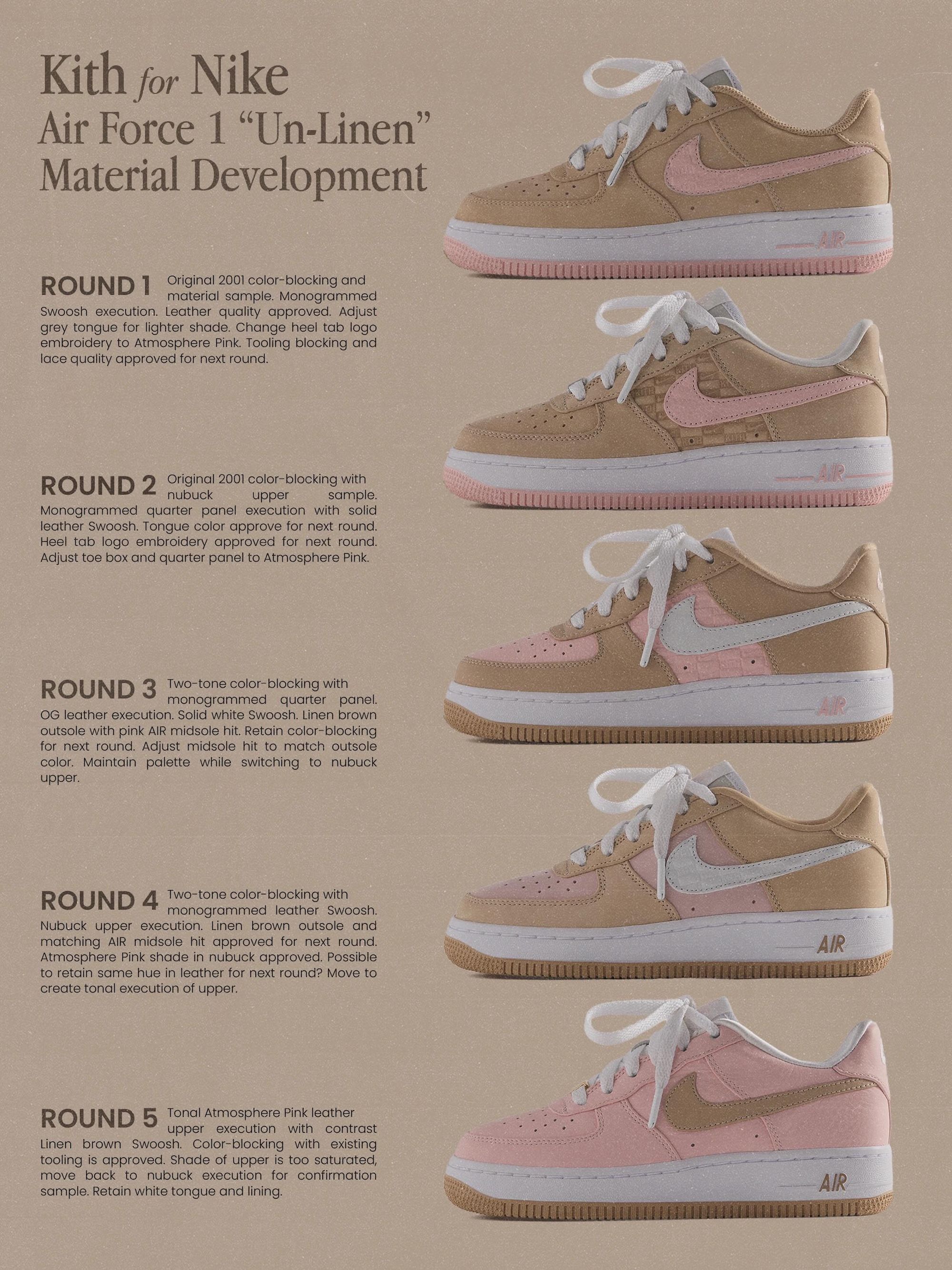 Kith x Nike Air Force 1 Low "Un-Linen" Behind-the-Scenes Image. Photo via Ronnie Fieg.