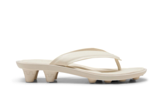 FENTY x PUMA Cat Cleat sandal in an off-white color scheme.