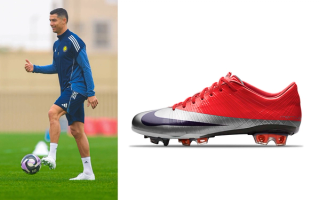 Cristiano Ronaldo training in a Nike Football boot reminiscent of the original Mercurial Superfly 1 from 2009.