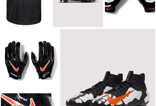Ja'Marr Chase's Nike U.S. Football "Skeleton" Collection, which includes cleats, gloves & a graphic t-shirt.