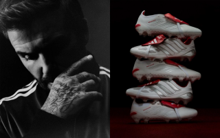adidas Football's Predator 26 & Precision Remade in white-red celebrating David Beckham's iconic free kick against Greece in 2001.