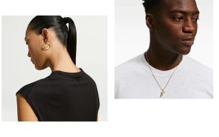 Nike Swoosh Hoop Earrings & Air Force 1 Pavé Necklace. Photos via Nike.
