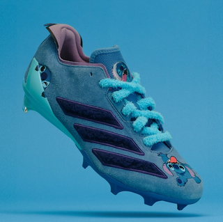 Special adidas Adizero Electric II U.S. football cleats inspired by Disney's Stitch from Lilo & Stitch.