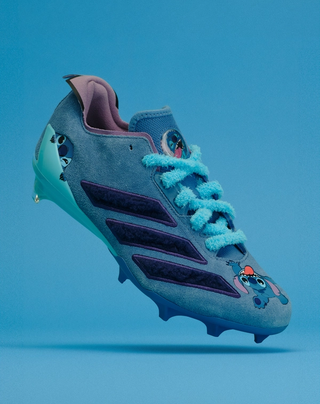 Special adidas Adizero Electric II U.S. football cleats inspired by Disney's Stitch from Lilo & Stitch.