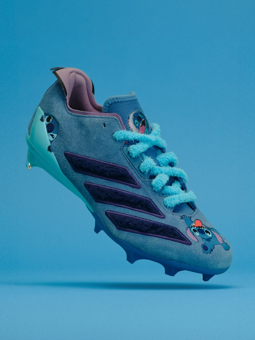 Adidas Adizero Electric football cleat in Stitch-inspired 626 Day colorway with character design elements
